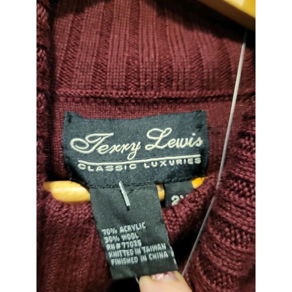 New Burgundy Wool Blend Sleeveless Cowl Neck Sweater Terry Lewis 2X - Picture 5 of 7